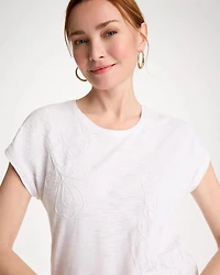 Cotton Slub Embroidered Wedge Tee