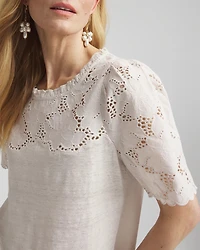 Embroidered Lace Linen Tee
