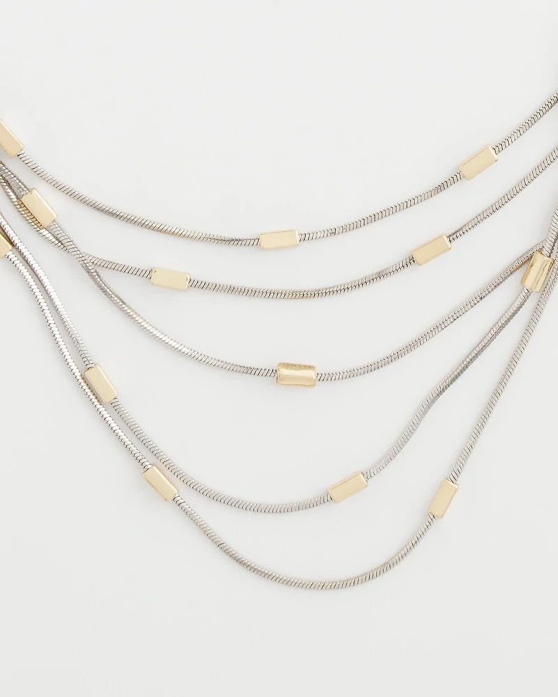 Mixed Metal Multi-Strand Necklace