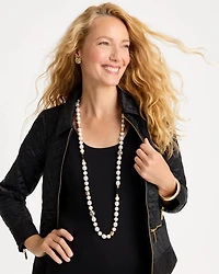 Faux Pearl Zebra Necklace