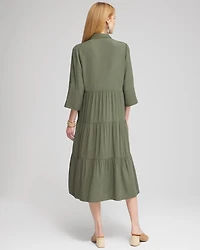 Silk Blend Tiered Midi Dress
