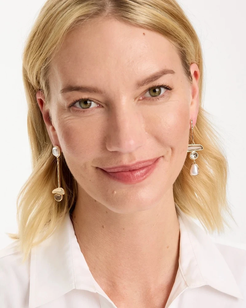 Asymmetrical Pearlescent Linear Earrings