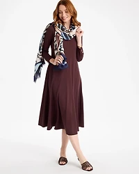 Ponte Cotton Godet Midi Dress