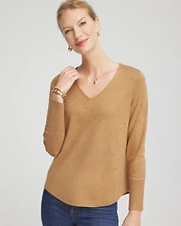 Ella V-Neck Embellished Pullover Sweater