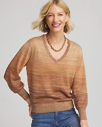 Ombre Metallic Pullover Sweater