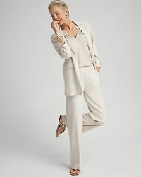 Linen Blend Stripe Flare Leg Pants