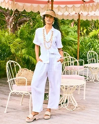 Cotton Gauze Tapered Crop Pant