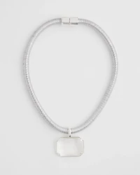 Silvertone Gem Pendant Cord Necklace