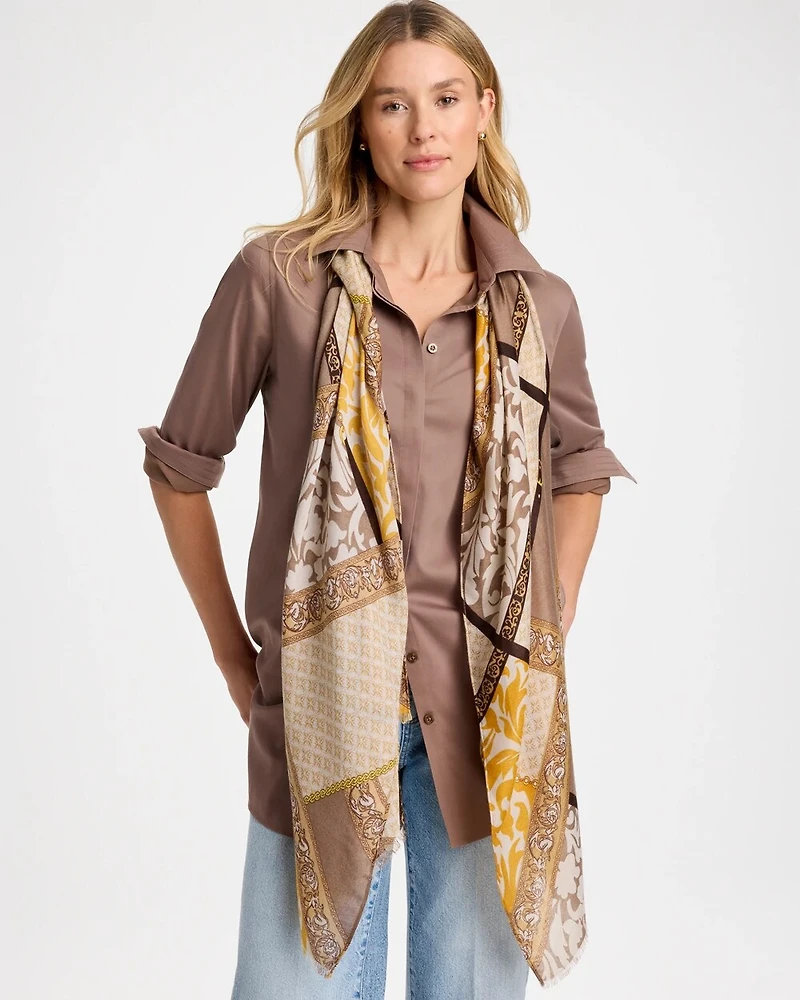 Paisley Print Block Oblong Scarf