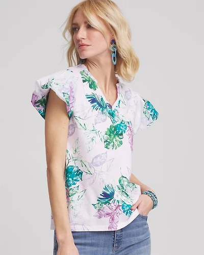Notch Neck Cap Sleeve Tee