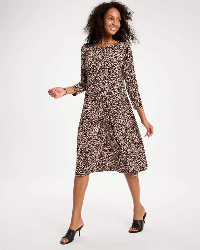 Travelers™ Leopard Boatneck Midi Dress