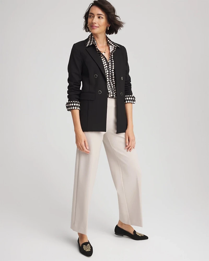Ponte Double-Breasted Knit Blazer
