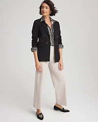 Ponte Double-Breasted Knit Blazer