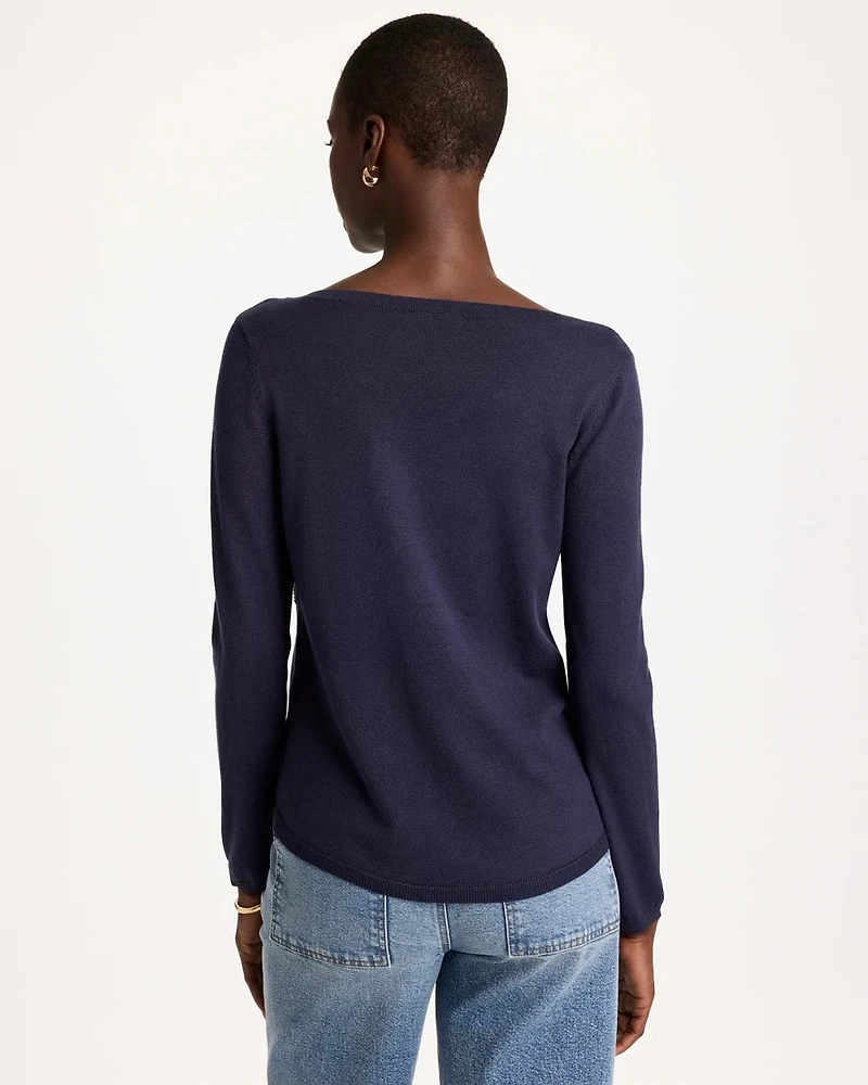 Ella Bateau Jacquard Pullover Sweater