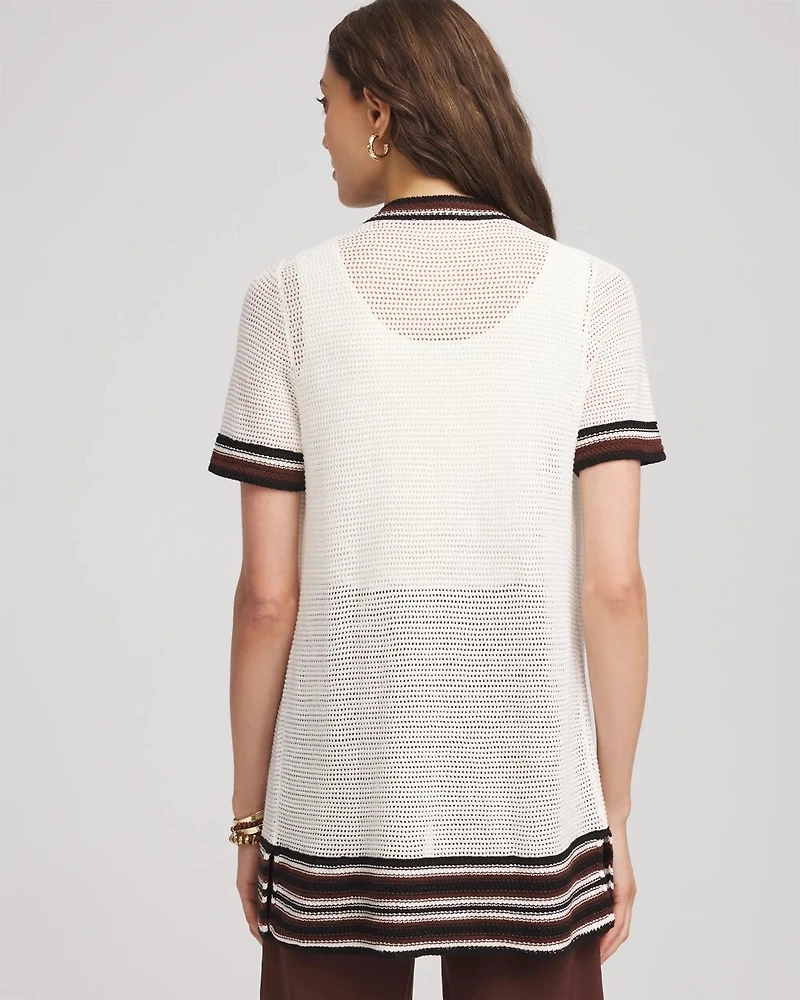 Pointelle High-Style Short-Sleeve Cardigan