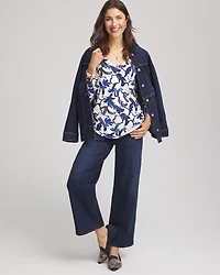 Ella V-Neck Blue-Petals Pullover Sweater