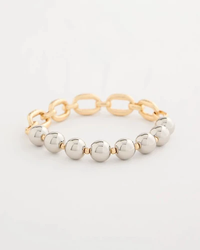 Mixed Metal Chain Bead Stretch Bracelet