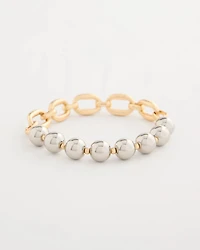 Mixed Metal Chain Bead Stretch Bracelet