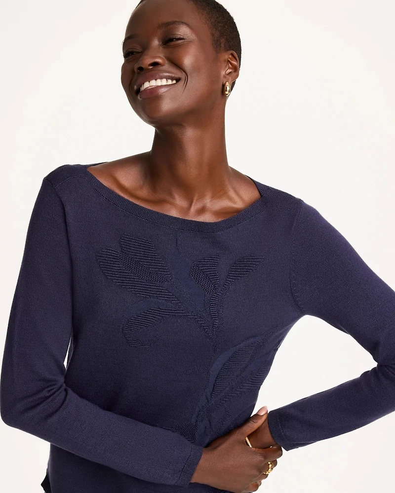 Ella Bateau Jacquard Pullover Sweater