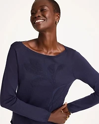 Ella Bateau Jacquard Pullover Sweater
