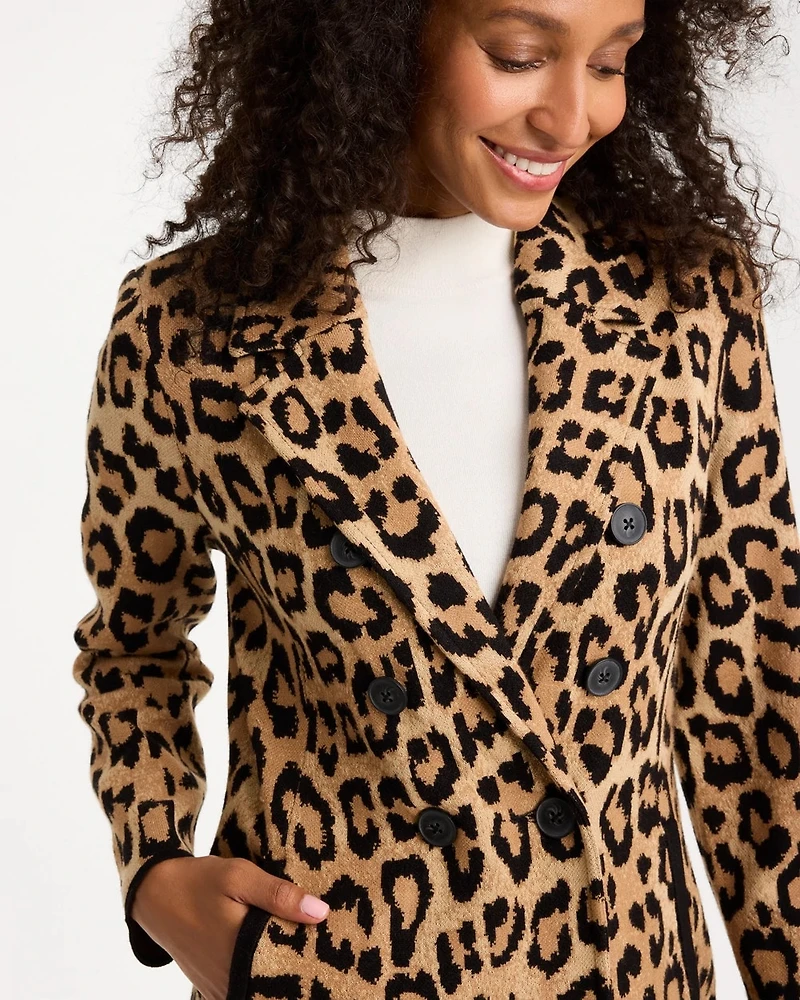 Cheetah Jacquard Sweater Blazer