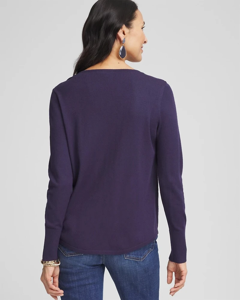 Long Sleeved Wildflower Intarsia Pullover