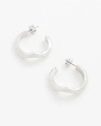 No Droop® Silvertone Wavy Hoop Earrings