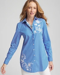 No Iron™ Embroidered Pinstripe Tunic