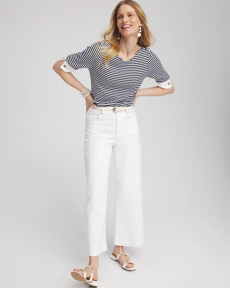 Stripe Grommet Detail Tee
