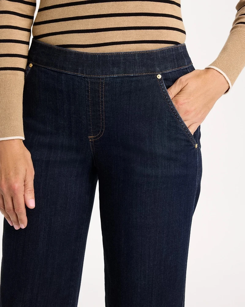 Refined Pull-On Wide-Leg Jeans