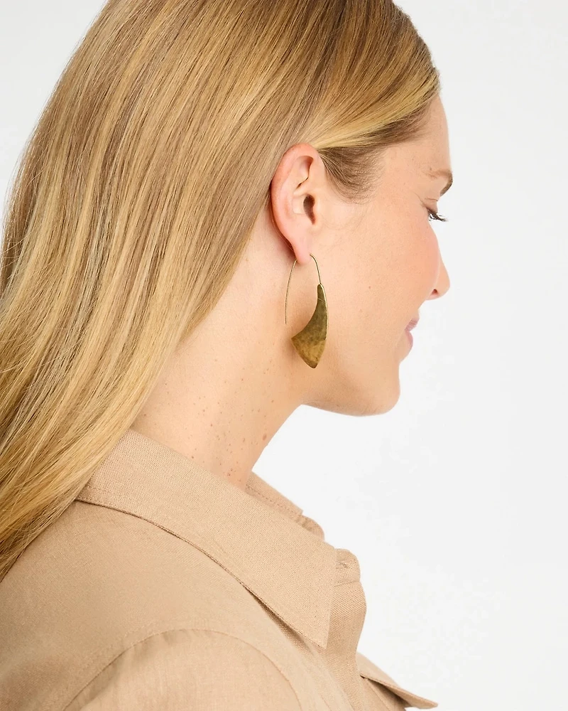Golden Hammered Threader Earrings