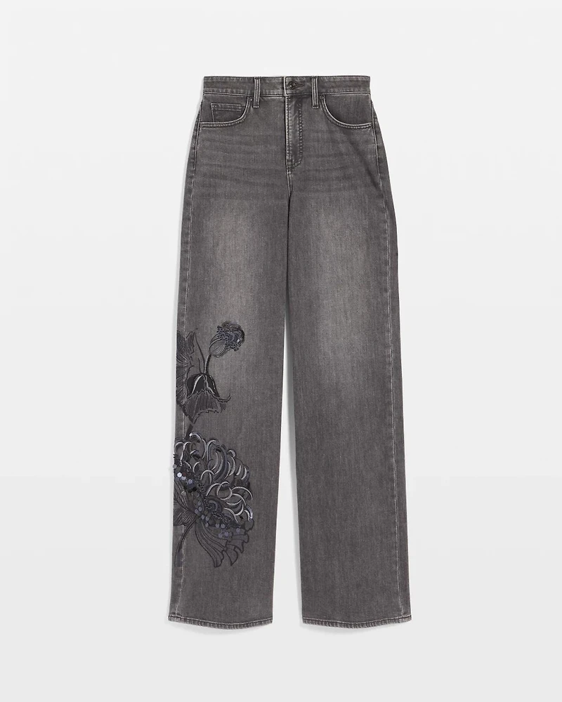Printed High-Rise Wide-Leg Jean