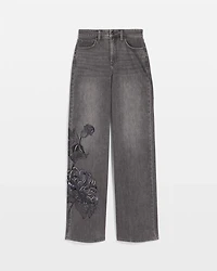 Printed High-Rise Wide-Leg Jean