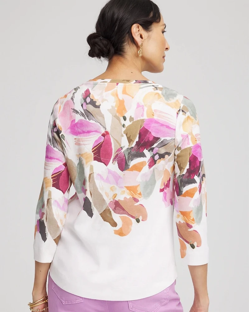 Pima 3/4-Sleeve Print Tee