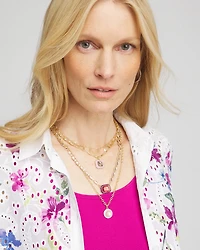 Pink Convertible Gold Tone Necklace