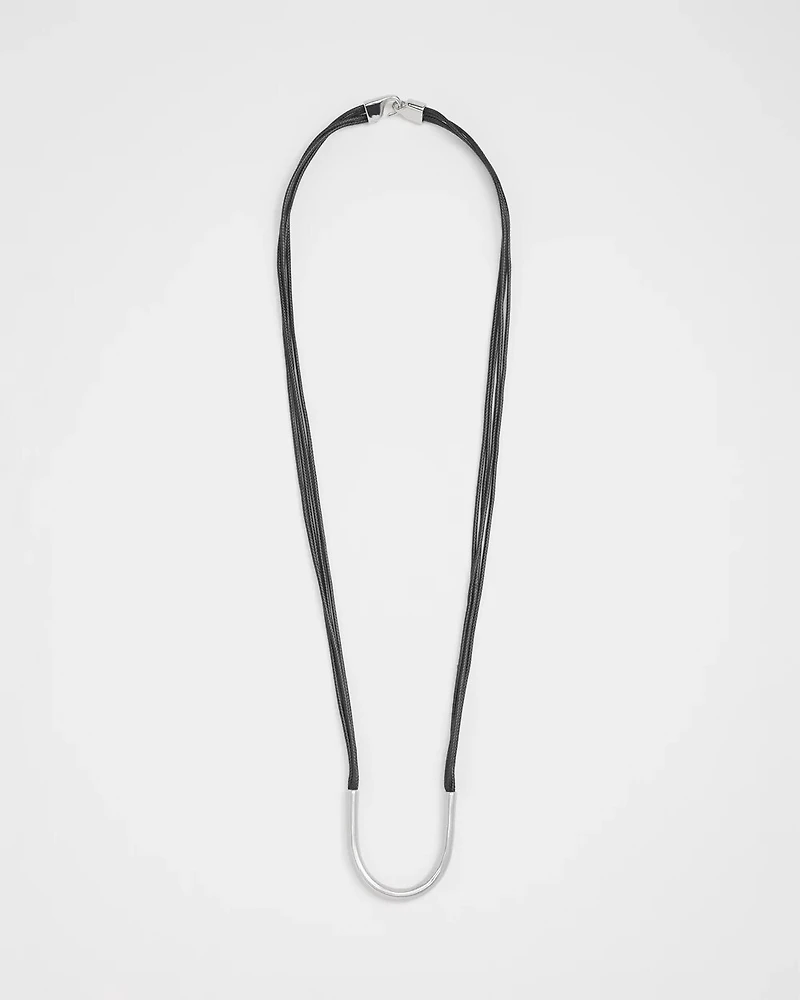 Silver Tone Multi Strand Cord Necklace