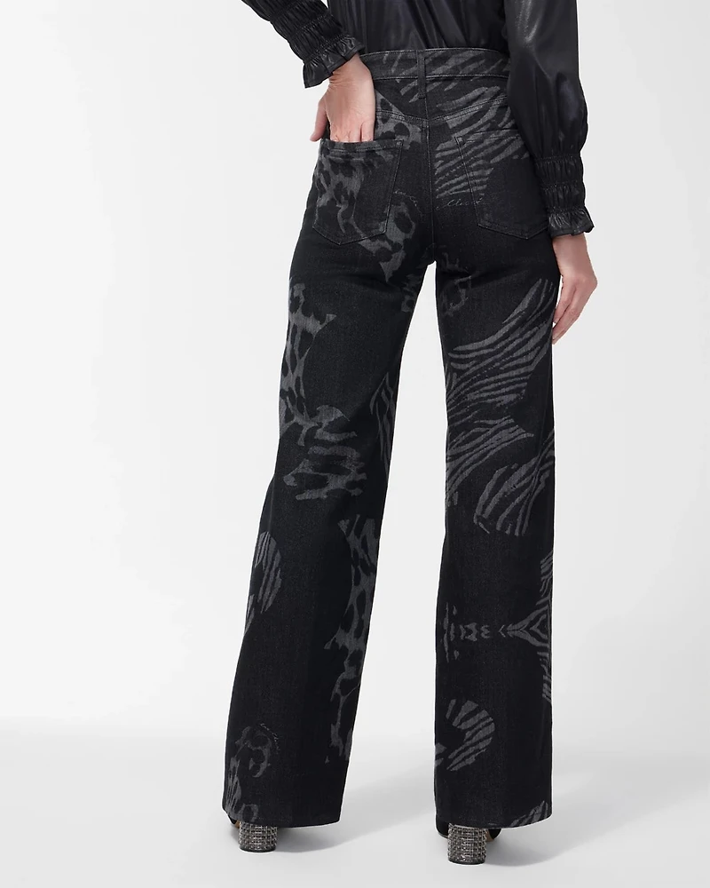 High Rise Animal Wide Leg Jeans