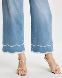 Petite Scallop Pull-On Wide-Leg Crop Jeans