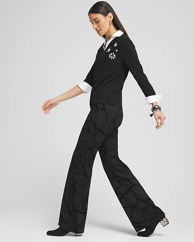 Petite Juliet Flocked Trouser Pants