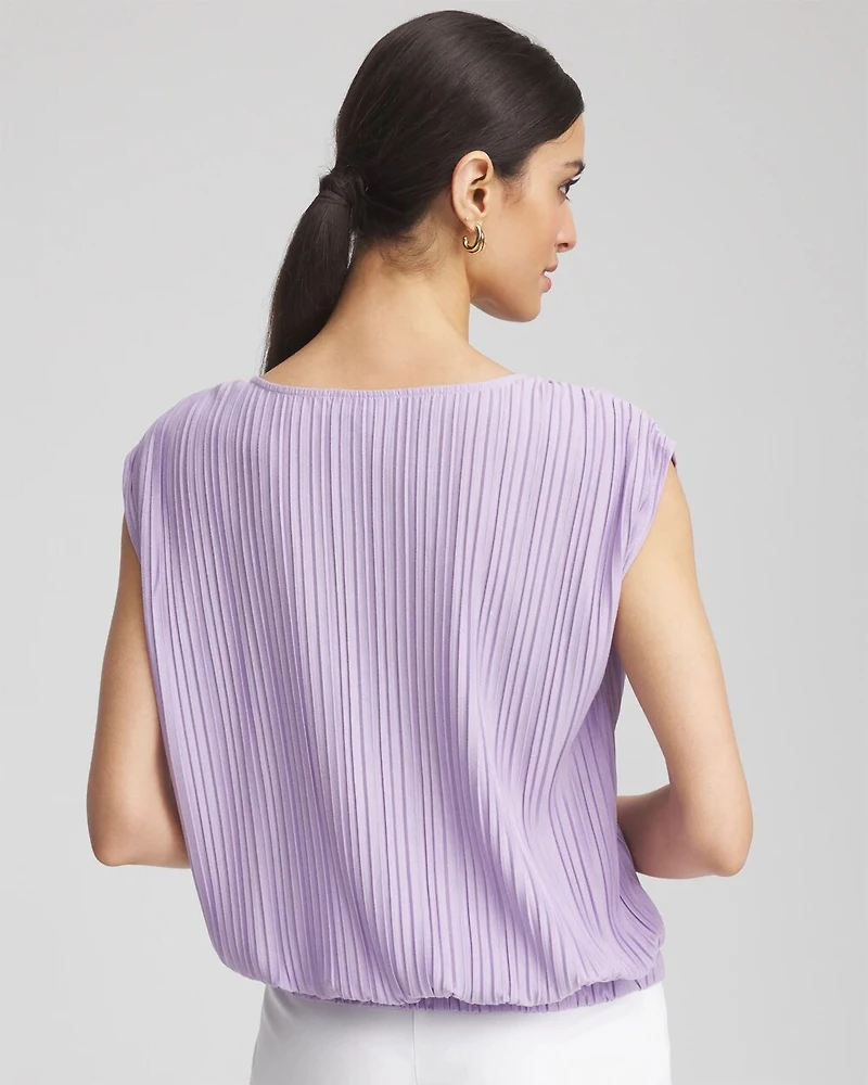 Pleated Bubble-Hem Tee
