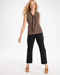 Soft Stretch Tie Neck Striped Tank