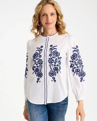Cotton Voile Embroidered Blouse