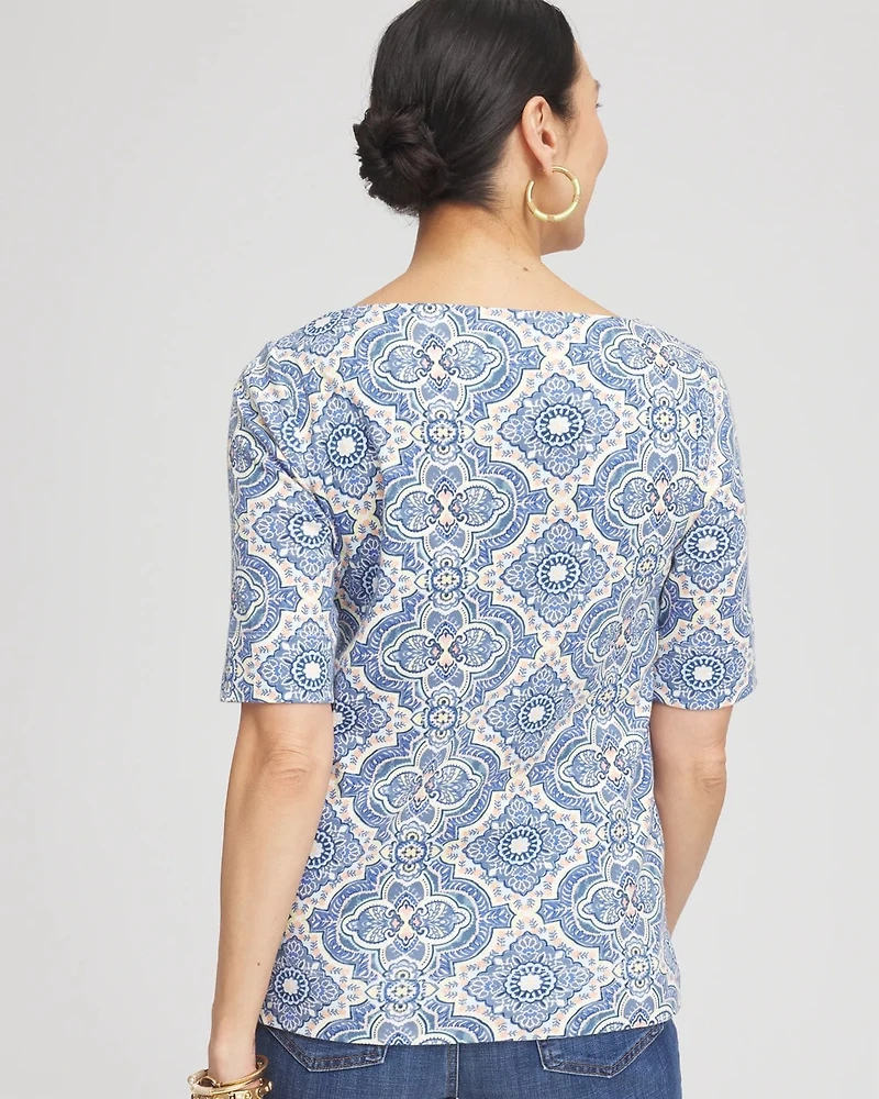 Medallion Pima Bateau-Neck Tee