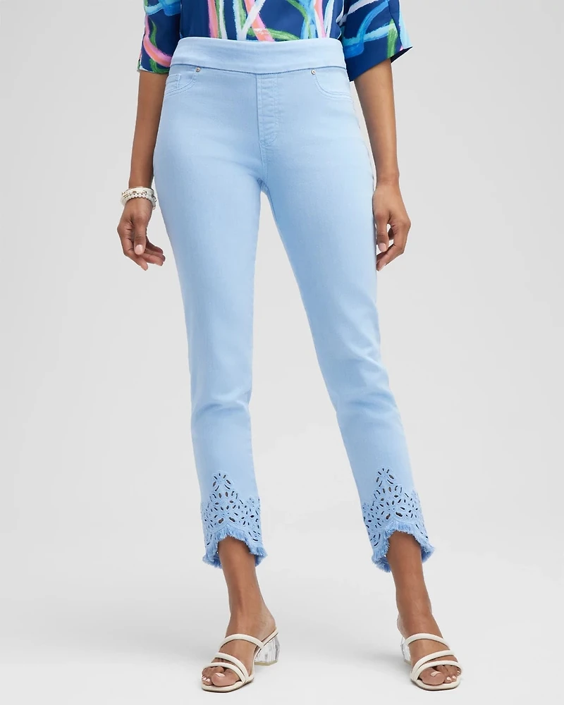 Eyelet Tulip Hem Pull-on Ankle Jeggings