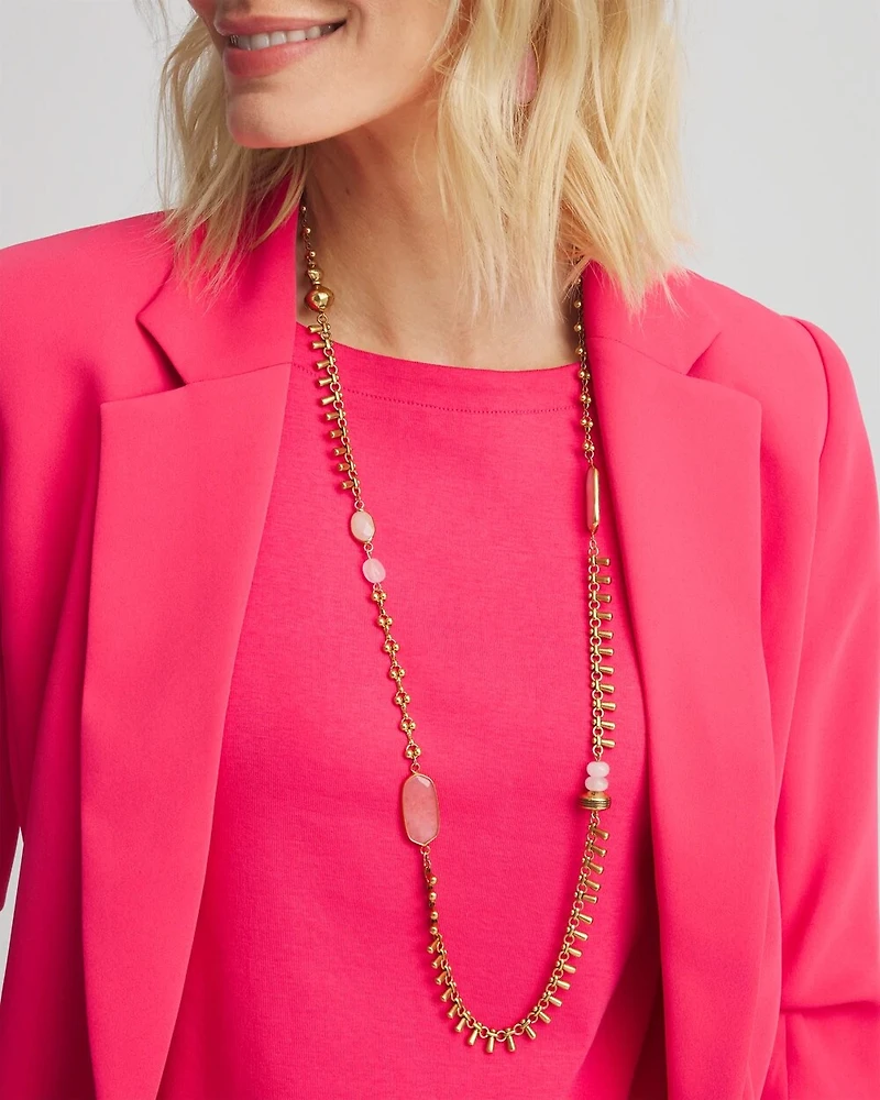 Single Strand Pink Quartz Necklace