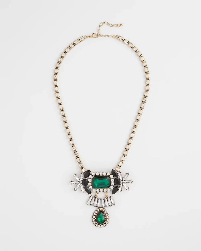 Emerald Green Art Deco Pendant Necklace