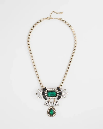Emerald Green Art Deco Pendant Necklace