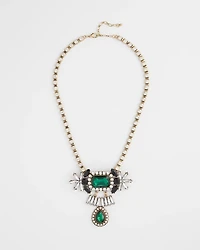 Emerald Green Art Deco Pendant Necklace