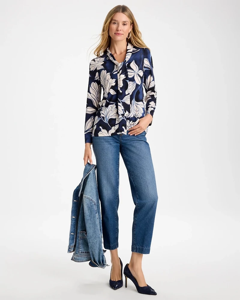 Floral Tie-Neck Tunic