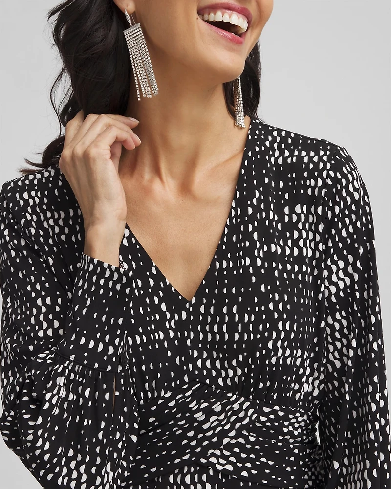 Long Sleeve Surplice Midi Dress